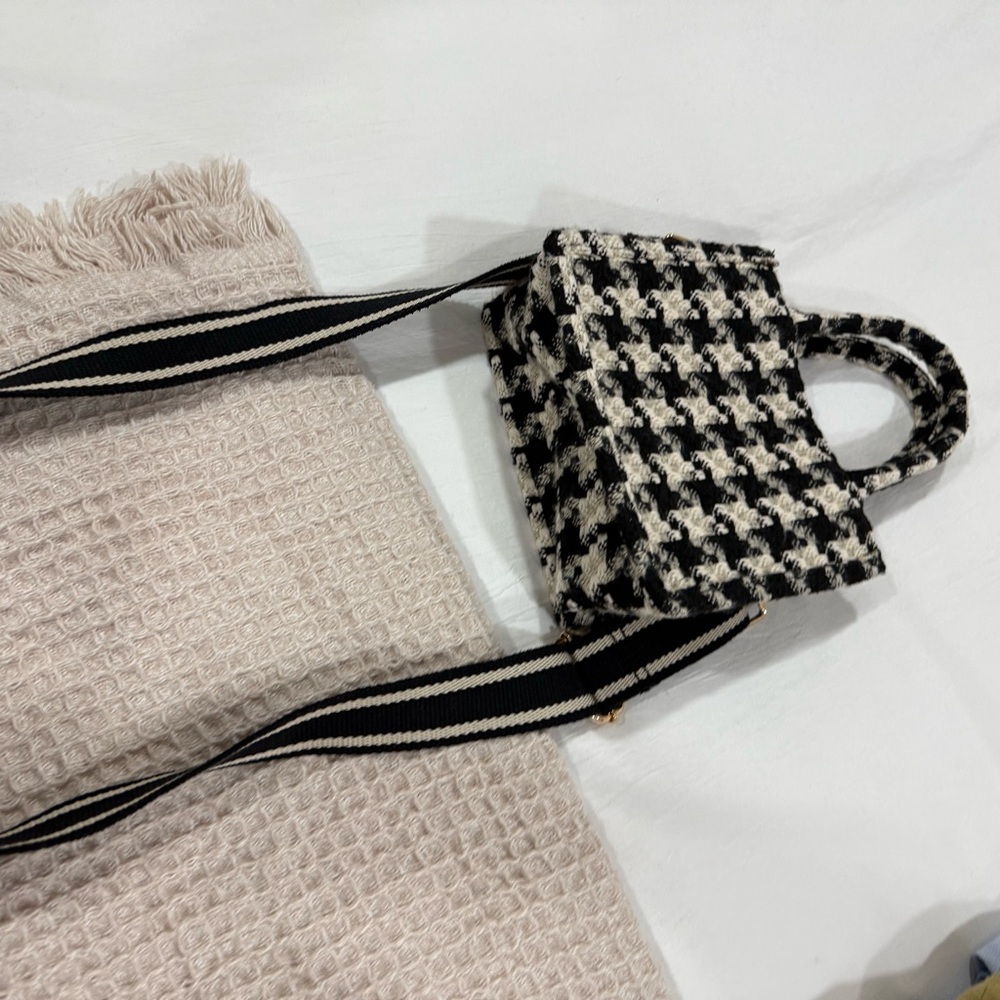 H&M Houndstooth Mini canvas tote NEVER USED